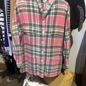 Vintage Esprit Pink & Green Plaid cotton Shacket